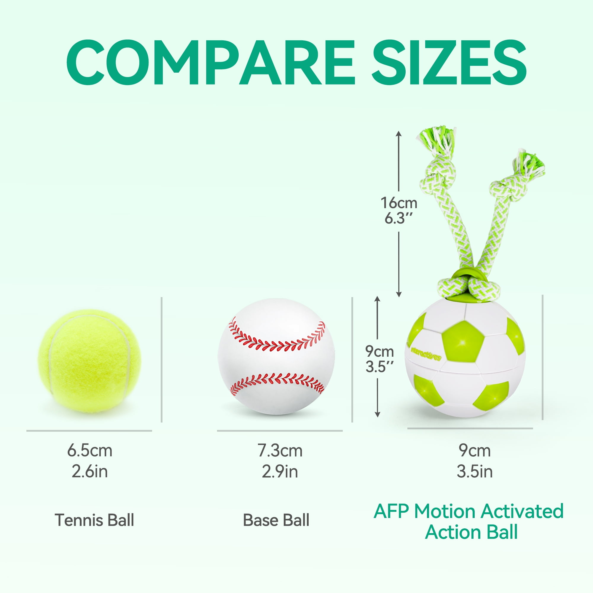 All For Paws Interactive Dog Ball Toy with LED Lights, Motion Activated Rolling Ball Toy with Rope, USB Rechargeable Moving Dog Ball Toys, Soccer Ball