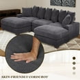thumbnail image 3 of MOONMISS 122" Large Modular Sectional Corduroy Sofa with Adjustable Headrests, Comfy L-Shaped Cloud Couch, Modern Living Room Furniture Reclining Couches,Sofas Simple Assembly,Gray, 3 of 6
