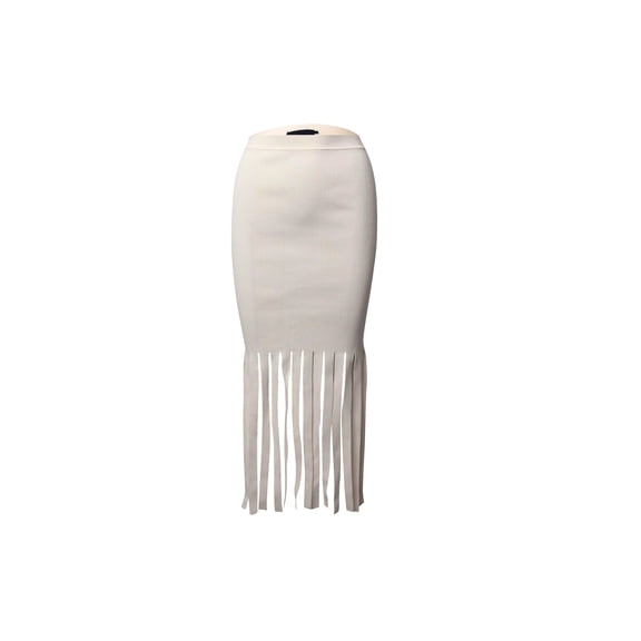 Pre-Owned Alexander Wang Fringe Skirt in White Viscose