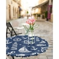 thumbnail image 4 of Fitted Round Tablecloths Table Covers 36-44in,Nautical Compass Lignthouse Anchor Waterproof Elastic Edged Table Cloth for Kitchen Dining Holiday Party Tables Decor,Marine Fish Anchor on Navy Blue, 4 of 6