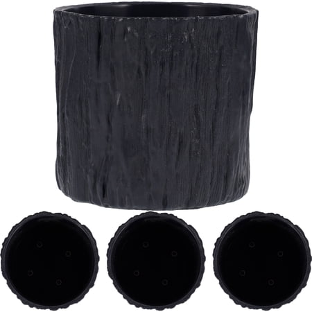 4Pcs Imitated Wood Bark Succulent Pot Artificial Wood Bark Succulent Planter Tree Bark Planter