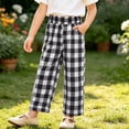 thumbnail image 4 of Zpanxa Girls Buffalo Plaid Wide Leg Pants Elastic Waistband Loose Fit Trendy Casual Trousers with Pockets for School Pants for Girls, 4 of 8
