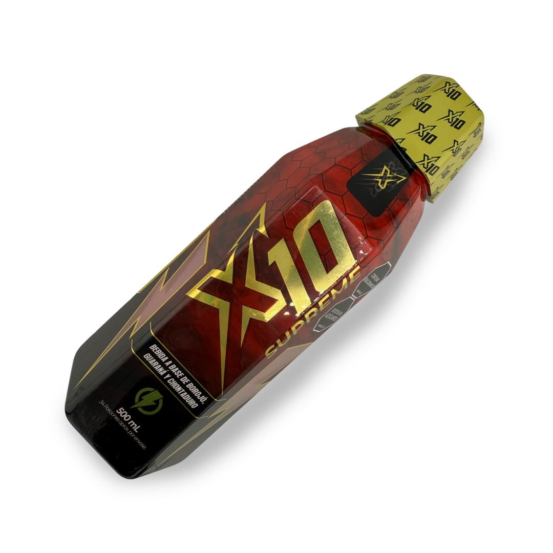 Supreme X10 Natural Energy Drink – 500ml | Boost Power & Stamina | Cherry Flavor with Borojo, Chontaduro & Guarana
