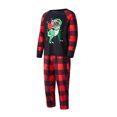 thumbnail image 3 of Conjunto de pijamas navideños a juego para toda la familia, camiseta con estampado de dinosaurio y Papá Noel y pantalones a cuadros, 3 of 5