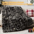 thumbnail image 3 of Faux Fur Throw Blanket, 1000GSM Fluffy Soft Bubble Blanket for Couch Bed, Cozy Plush Warm and Thick Blanket, Fuzzy Rabbit Blanket for Living Room Bedroom 60''*80'' Tie-dye Grey, 3 of 7