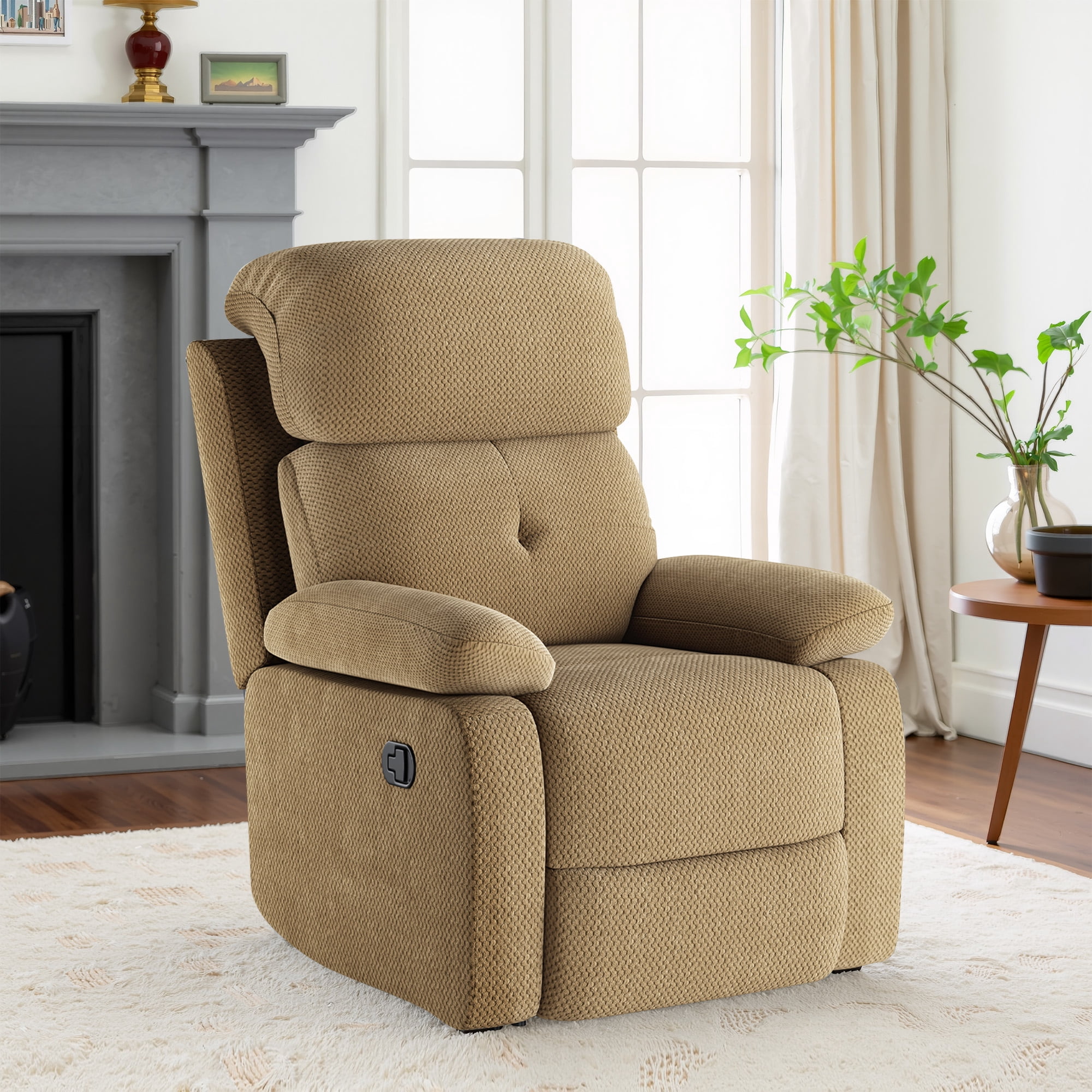 MAYEERTY Camle Small Manual Recliner Sofa for Adults, Velvet, Space-Saving for Living Room