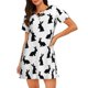 thumbnail image 1 of Fotbe Black Rabbit Bata de Dormir para Mujer con Estampado, Camisón de Algodón de Manga Corta, Ropa de Dormir Casual, 1 of 6