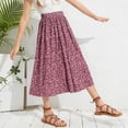 thumbnail image 2 of mgoYE Girls Floral Maxi Skirt Boho Flowy A-Line Summer Midi Skirt with Elastic Waist Size 9-10 Years Brick Red, 2 of 6
