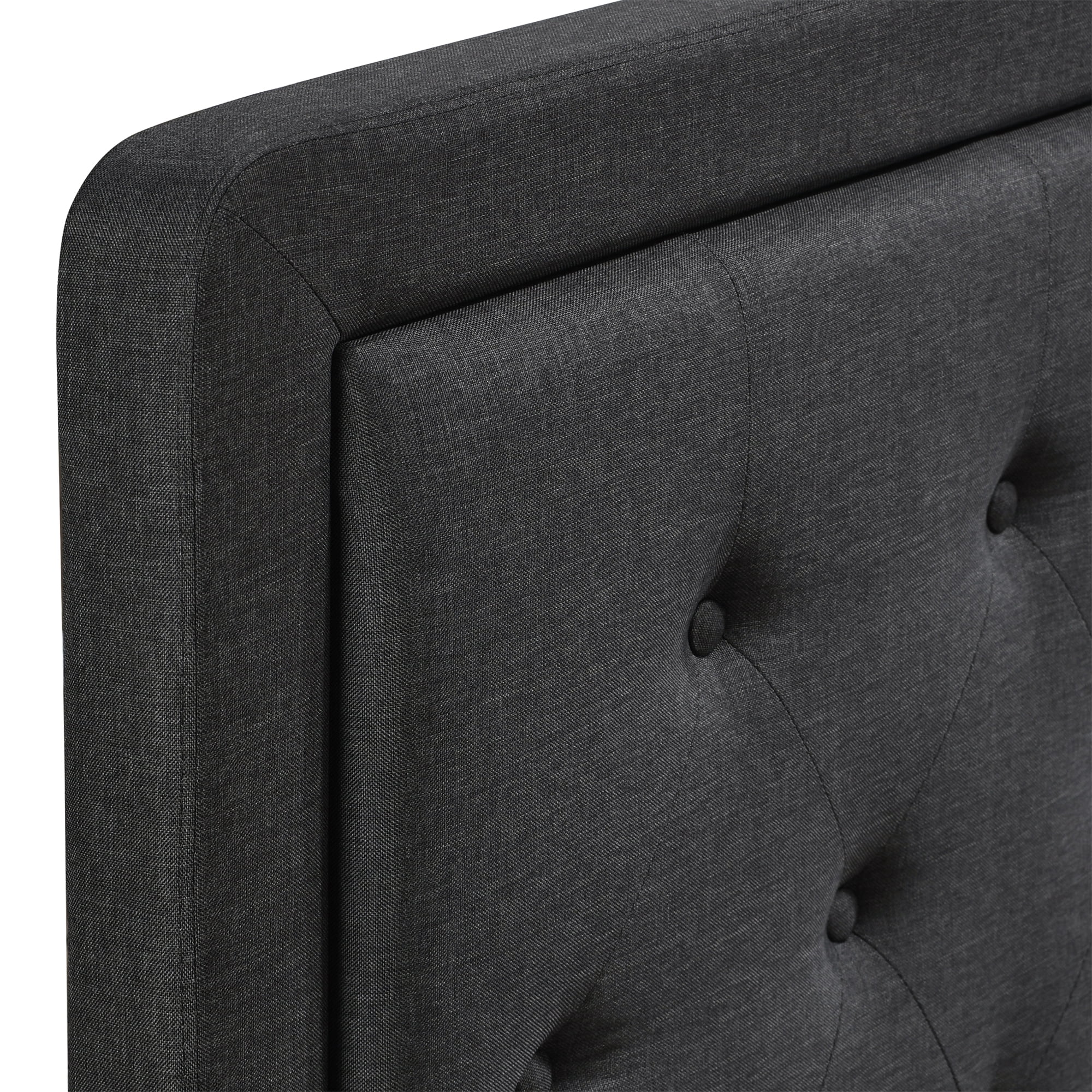 Elle Decor Amery Diamond Stitched Tufted Headboard Queen Size, Charcoal Grey