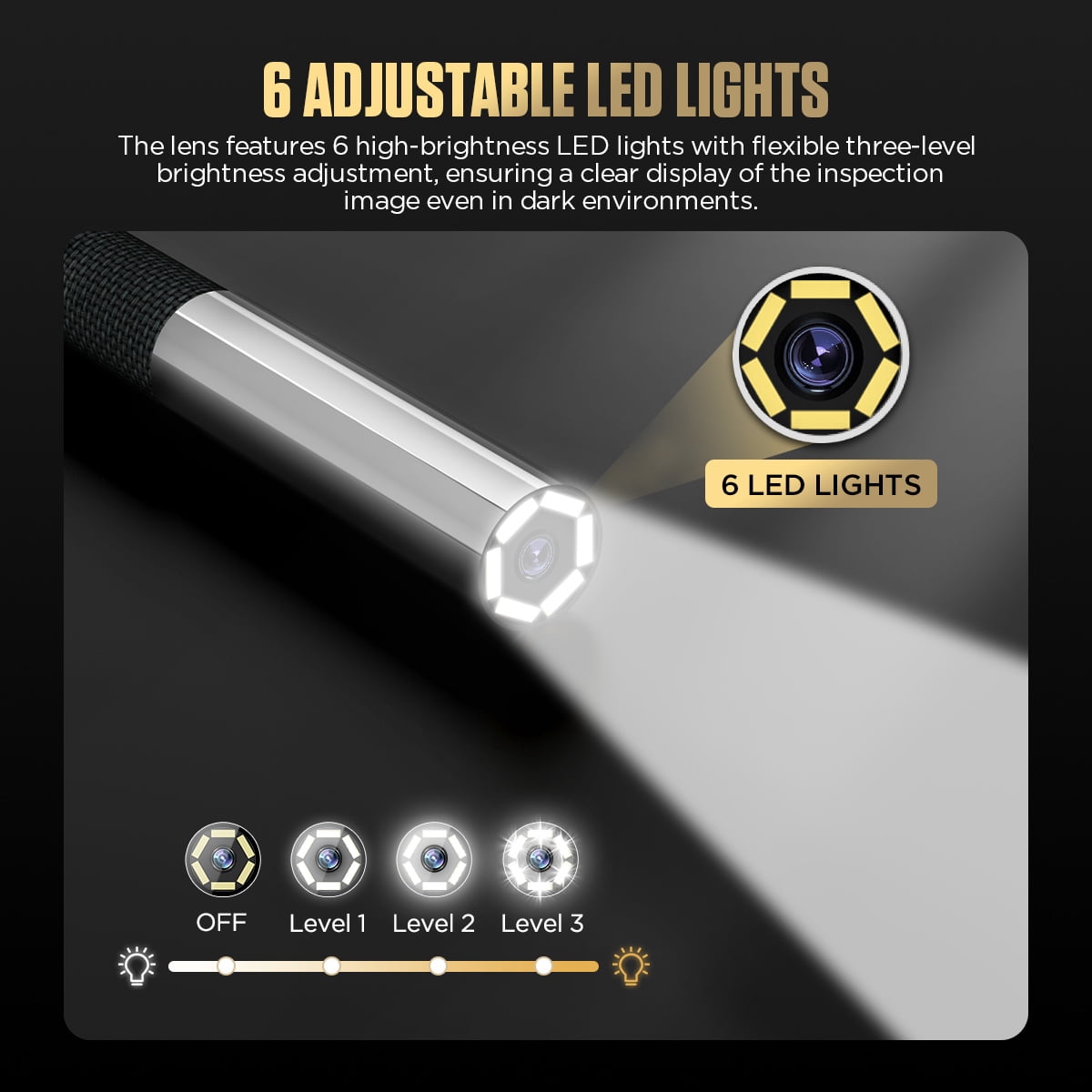 AUTOOL SVB208 210° Car Articulating Borescope Inspection Camera, 1080P HD Endoscope Camera, 6.25mm Ultra-Thin Probe with 6 LED Lights 1 Set