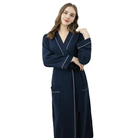 

Womens Cotton Robe Soft Kimono Spa Knit Bathrobe Lightweight Long M-XL