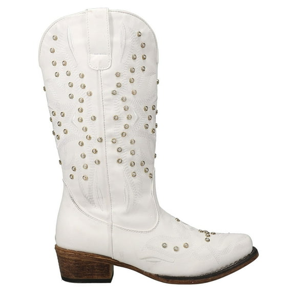 Roper Womens Riley Pearl Embroidered Snip Toe Cowboy Mid Calf Boots
