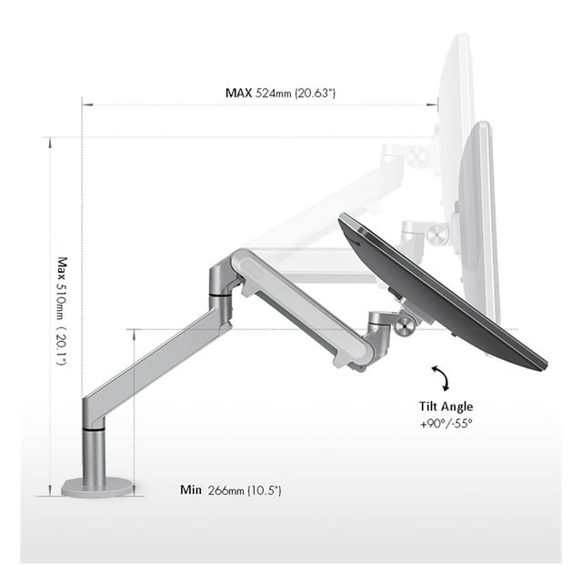 Aluminum Height Adjustable 17-32 Inch LCD LED Monitor Holder Desk Stand Flexi Gas Strut Monitor Mount Bracket ,Easy to Use