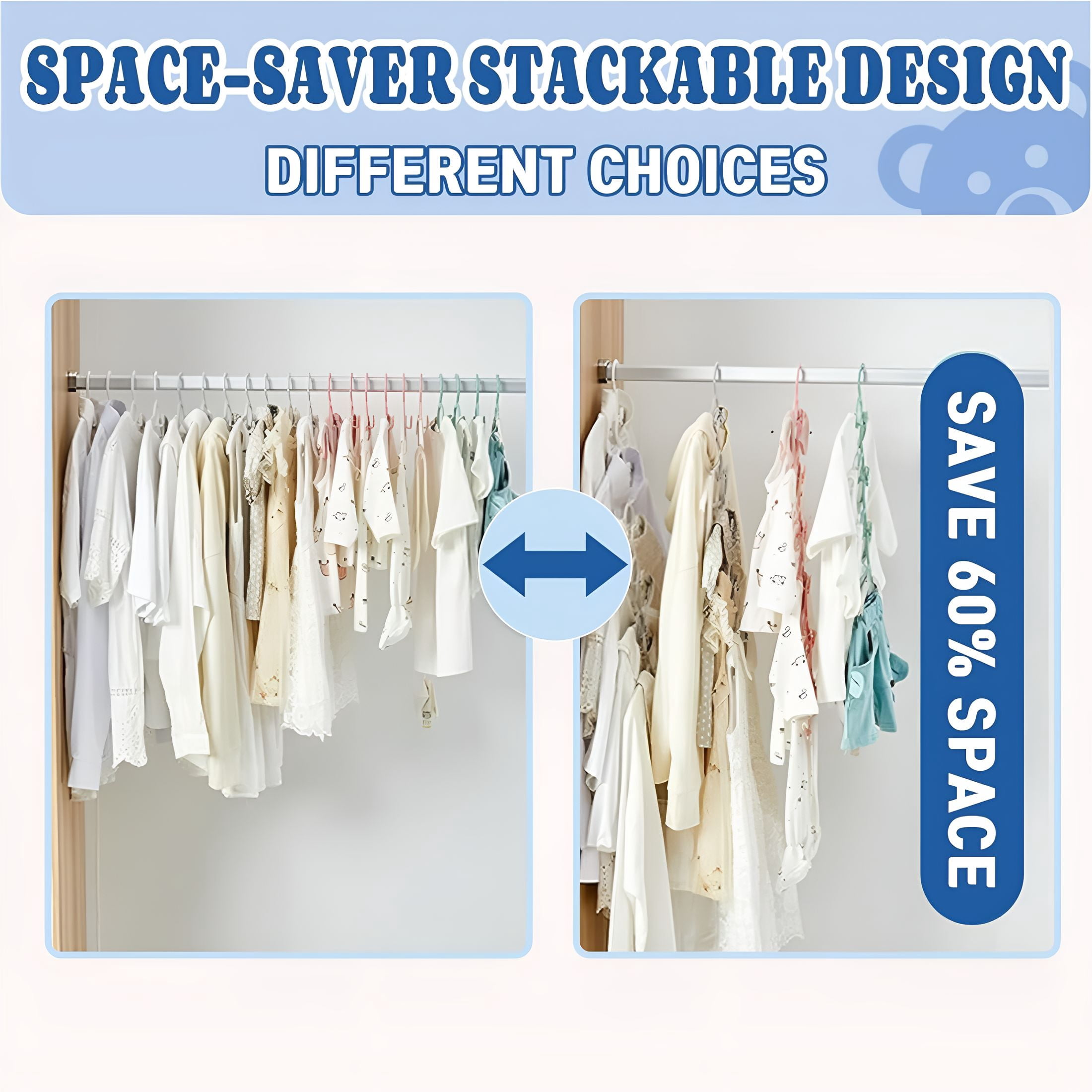 XIBUFE Kids Hangers Adjustable Plastic Baby Boy Hangers 20 Pack,Toddler Bear Hanger for Children'S Clothes Sweaters,Infant Hangar for Closet with Non-Slip Shoulder Grooves&Pants Bar,Blue