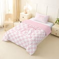 thumbnail image 2 of Manfei Lovely Bownot Print Twin Comforter Sets,Letter A Bedding Set,Pink,Pink Reversible,2 Pieces,1 Comforter and 1 Pillowcase, 2 of 7