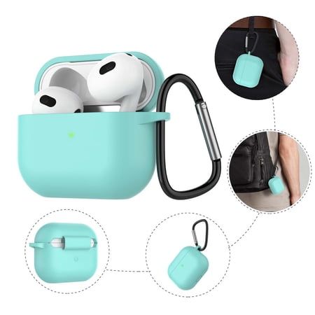 For Airpods 3 & Airpods 3rd Gen Silicone Case AirPods 3 Case with Keychain Njjex Shockproof Protective Premium Silicone Cover Skin for Apple Airpods 3rd Generation 2021 -Turquoise