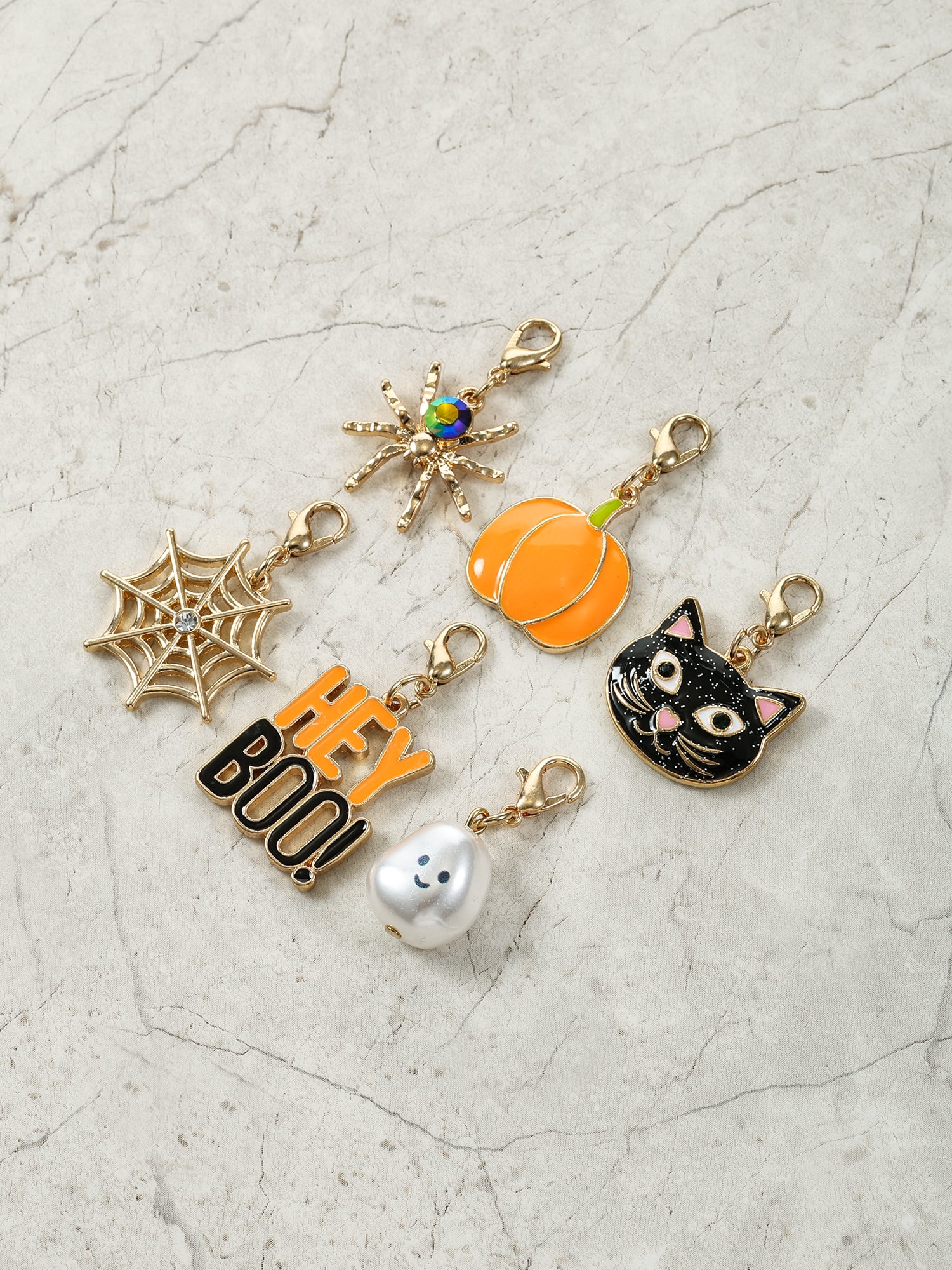 Way to Celebrate Halloween Goldtone "Hey Boo" Novelty Charm Set, 6 Pieces