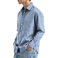 thumbnail image 4 of Stretch Fabric Checkered Long Sleeve Button Up Shirt for Men Classic Gingham Pattern Lapel Collar Regular Fit Lightweight Business Work Casual Easy Outfit Pairing Shirts 3XL, 4 of 6