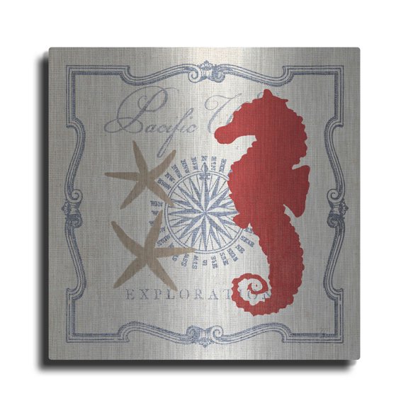 Luxe Metal Art 'Pacific Seahorse' by Studio Mousseau, Metal Wall Art, 24"x24"