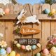 thumbnail image 1 of Decoraciones de Pascua, adornos de Pascua, regalos de Pascua, colgante de conejo de Pascua, letrero de madera de bienvenida para puerta, placas navideñas, placa de puerta de plástico, 1 of 6
