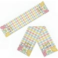 thumbnail image 3 of Buffalo Plaid Rabbit Bunny Happy Easter Table Runner - 13"x72" Check Stripes Kitchen Table Decor, Spring Home Party Decoration, 3 of 6