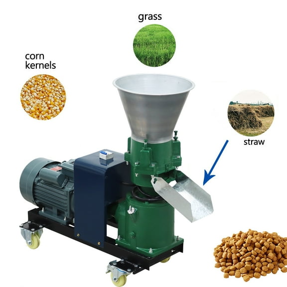 4MM Chicken Feed Pellet Mill Machine Animal Poultry Livestock Pellet Making Machine with 3 Head Press Rollers 220V