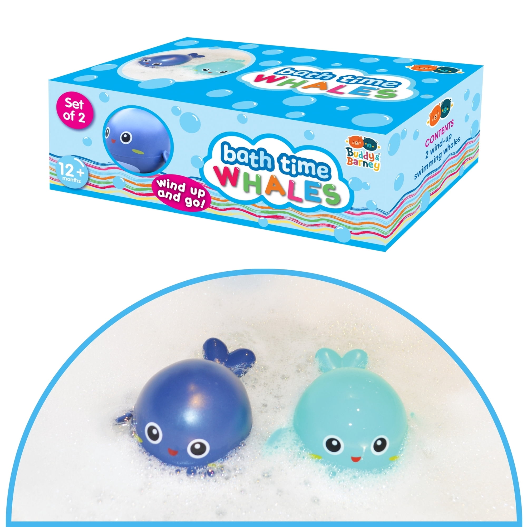Buddy & Barney: Bath Time Whales - 2 Wind-Up & Go Swimming Animal Toys, Float-Whirl-Swim-Spin, Sensory Exploration, Water & Tub Play, Kids-Toddlers 1+