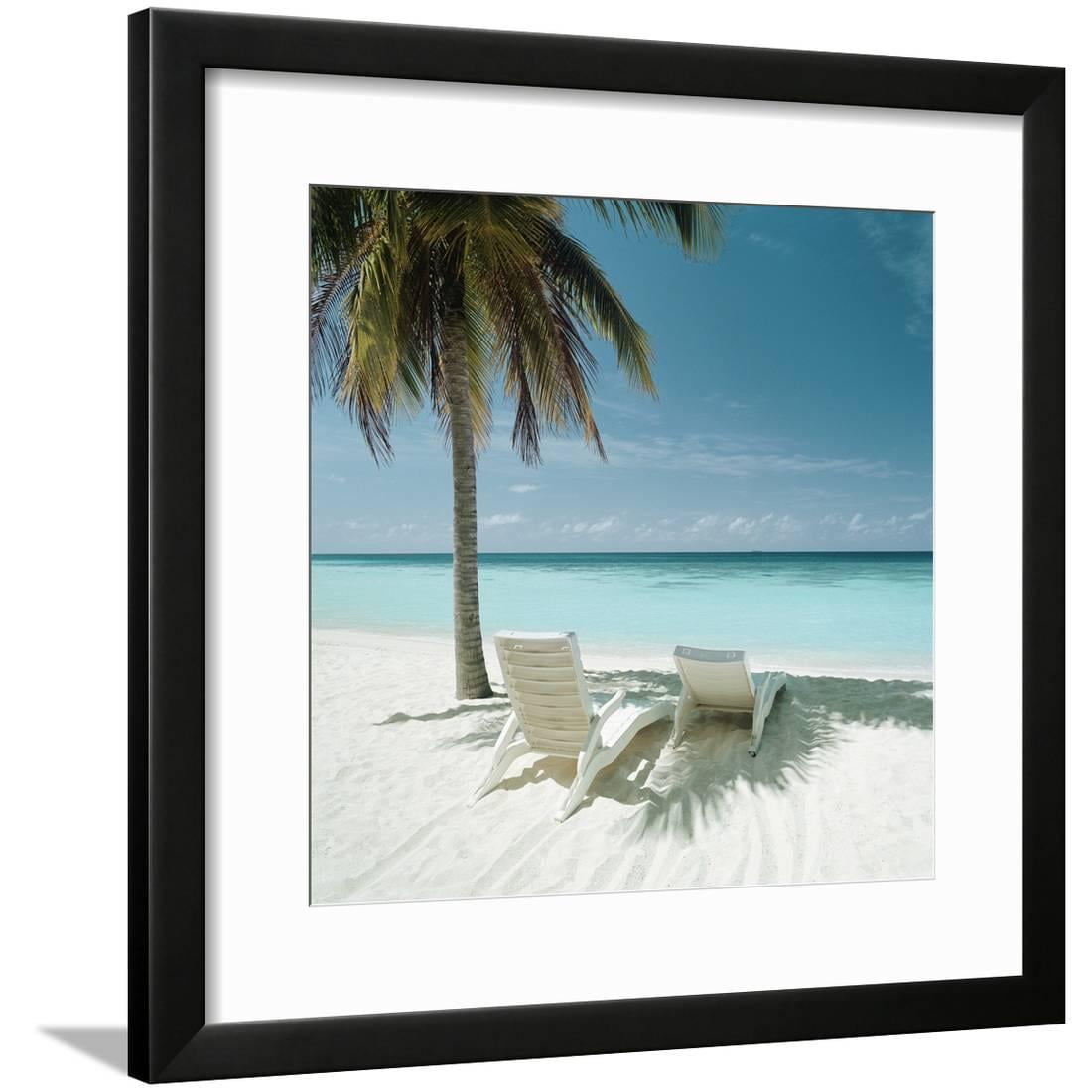 Palm Tree and Beach Chair Framed Print Wall Art - Walmart.com