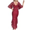 thumbnail image 3 of Women Ladies Dip Hem High Low Assymetric Lace Dress Bodycon Fishtail Swing DressL, 3 of 3