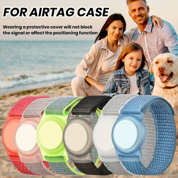 Tnobhg Kids Wristband Breathable Wear Resistant Adjustable Nylon Watch Band GPS Tracker Holder Protective Case for AirTag