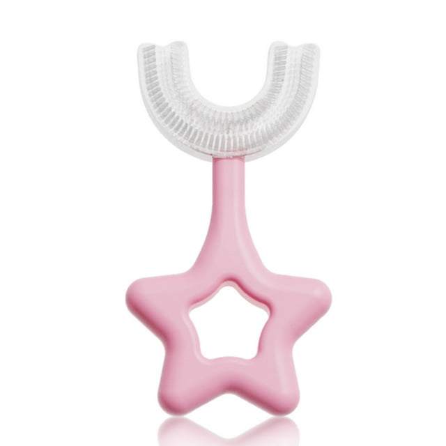 Billuyoard Cepillo de ergonómico de mano de silicona de doble cara para bebés Cepillo de masaje de en forma de U Gadgets para Suministros de limpieza para el hogar rosado S