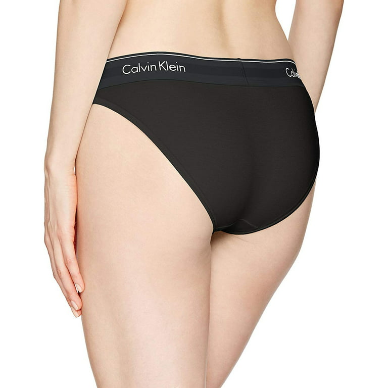 Calvin Klein Women's Modern Cotton Bikini, Black/Black Web, XS