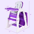 thumbnail image 4 of Baby High Chair, 4-in-1 Convertible Baby Highchair/Booster Seat/Toddler Recliner Chair/Table and Chair Set, Footrest & Safety Harness, 3-Position Adjustable Feeding Tray for Infant(Purple), 4 of 10