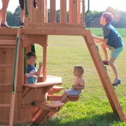 Backyard Discovery Woodland Cedar Wood Swing Set, Slide, Clubhouse, Rock Wall, Snack Bar