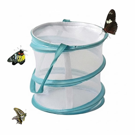 Collapsible Butterfly Habitat & Extendable Insect Net, Clear Mesh Cage with Zipper, Portable Observation
