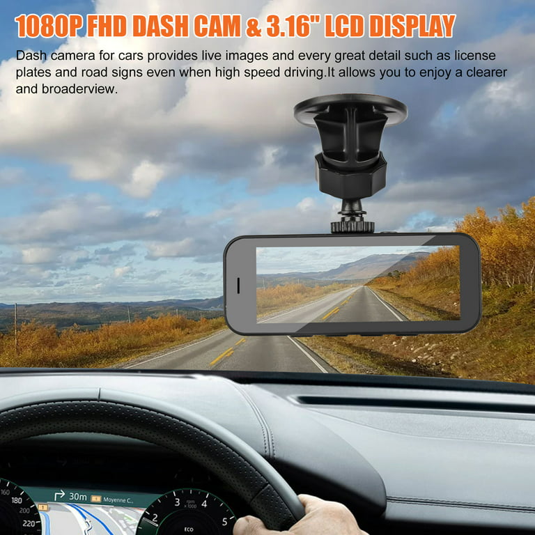 TSV Dual Dash Cam, 1080p Front and Rear Dual Dash Camera for Cars, 3.16inch Display, 170 Wide Angle Dashboard Camera Recorder with Parking Monitoring