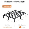 thumbnail image 3 of Ledrem Heavy Duty Metal Bed Frame, 14" Tall Platform Bed, 1100 lb Capacity, No Box Spring Needed, Under-Bed Storage, Easy Assembly, Mattress Retainers, Matte Black, 3 of 9