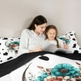 thumbnail image 4 of Manfei Tribal Sheep Skeleton Bedding Comforter Set 7pcs for Kids, Fashion Cow Print King Bedding Sets, Hippie Western Flower Reversible Bed Sheets, Super Cozy Room Decor, 4 of 7