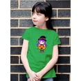 thumbnail image 2 of Cute Witch Girl Pumpkin Costume T-Shirt Juniors -Image by Shutterstock,  x-Small, 2 of 4