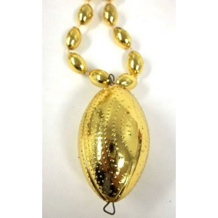 Gold Football Shape Mardi Gras Bead Beads Necklace Party Favor