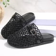 thumbnail image 4 of Slides for Women Summer Women's Slide Sandals Versatile Plus-Size Closed-Toe Buckle Strap Thick-Soled Breathable Beach Shoes Slippers, Black-36, 4 of 9