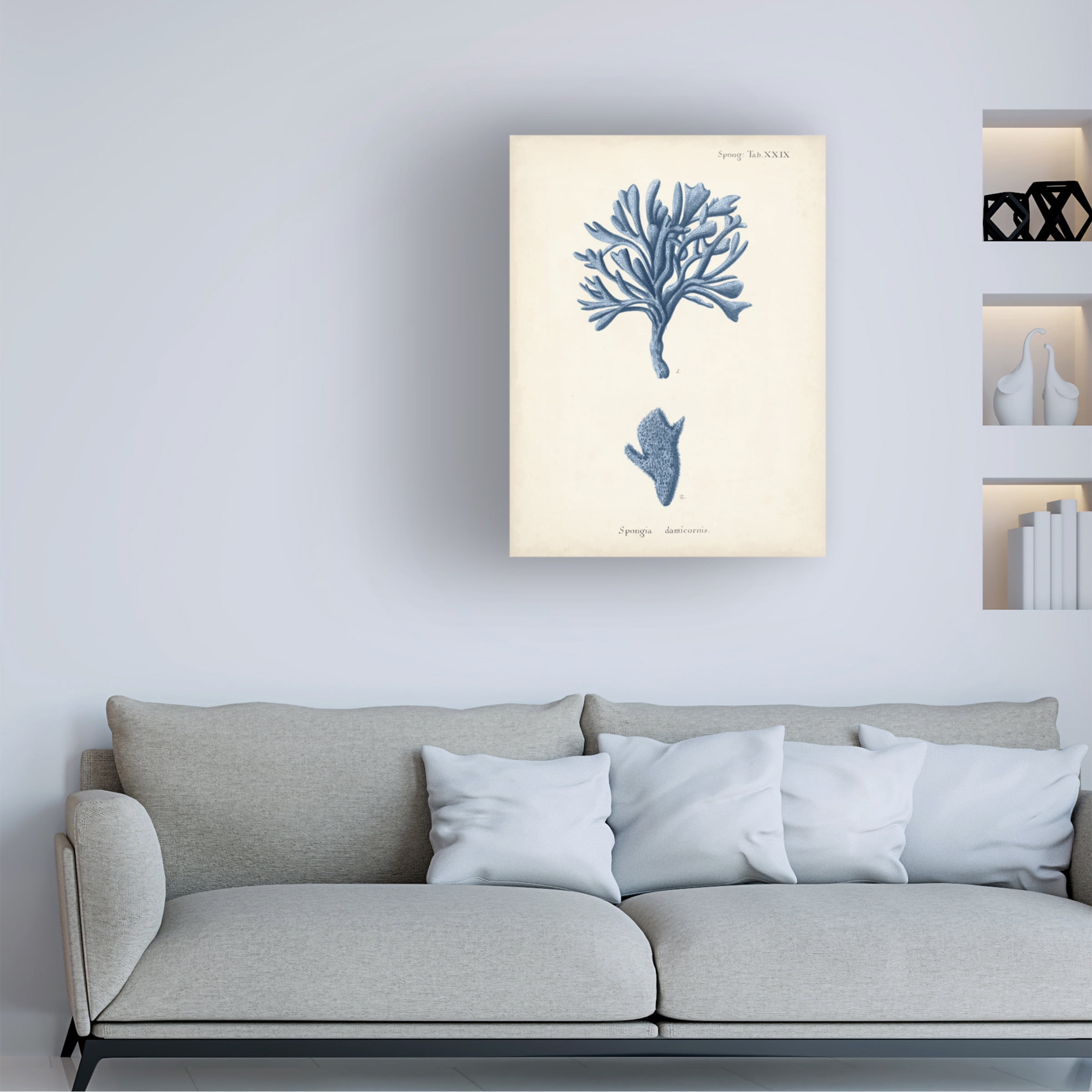 Johann Esper 'Antique Coral in Navy IV' Canvas Art