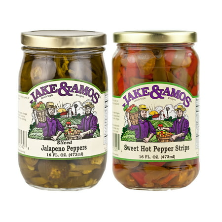 Jake & Amos Pickled Peppers Variety Pack 16 oz. Sweet & Hot Pepper (Best Sweet Pepper Varieties)