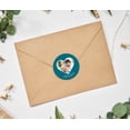 thumbnail image 3 of Darling Souvenir Round 45 Pcs Heart Custom Photo Labels Save The Date Stickers Personalized Bride Groom Names And Date Envelope Seals - Teal Blue, 3 of 4