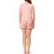 thumbnail image 3 of Conjunto de pijama de satén para mujer INSPIRE CHIC, camiseta de manga corta y pantalones cortos con bolsillos, color rosa, 3 of 5