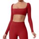 thumbnail image 1 of Chaqueta de yoga para mujer - Manga larga con almohadilla en el pecho - Camiseta ajustada y corta para entrenar, 1 of 8