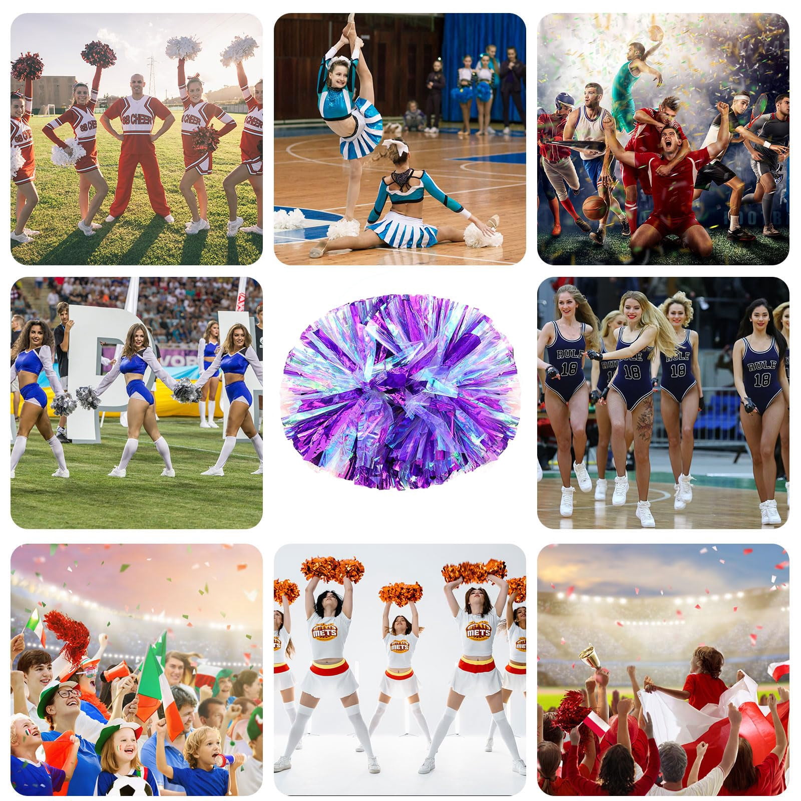 8 Pcscheerleading poms,pom poms Cheerleading with Handle Style Cheer Pom Pomsfor Dance, Matches