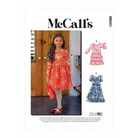 McCalls Sewing Pattern 8251 Dresses CHJ (7-8-10-12-14)