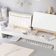 thumbnail image 3 of LNGOOR 1Pc Wooden Single-Layer Desktop Computer Riser.White Simple Office Storage Rack  Drawer Type Multifunctional Desktop Monitor Stand Simple Desk Pc Riser.Wooden Computer Desk Monitor, 3 of 4