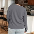 thumbnail image 4 of Long Sleeve Shirts for Women Plus Size Neck T Shirts Women Long Sleeve Tops Casual Summer Tshirts Loose Fit Tee Dark Gray, 4 of 6